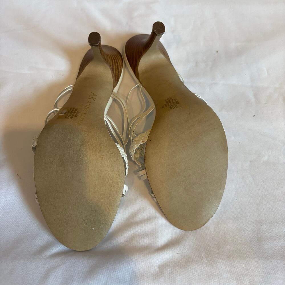Ann Kline Strappy White Summer Casual Sandal Heel Leather 7M - Picture 6 of 7